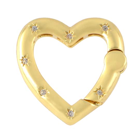 18mm Gem-Studded Metal Heart Clasp Charm Connector by Bead Landing